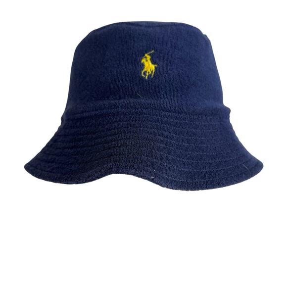 Vtg Polo Ralph Lauren S / M Terry Bucket Hat Navy Grunge Preppy Street Hip Hop